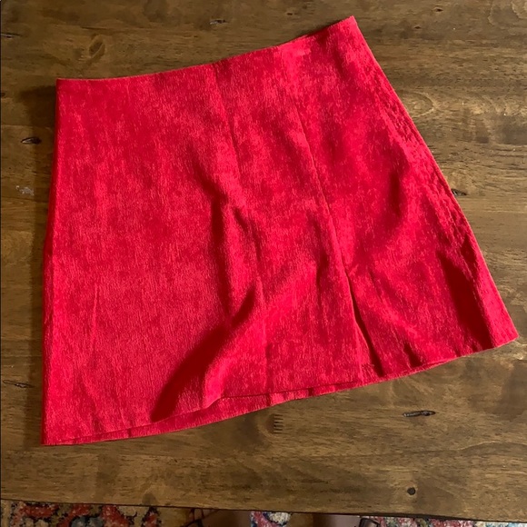 Red Corduroy Mini Skirt - Picture 4 of 8
